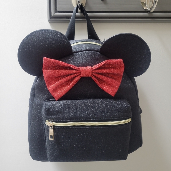 NEW Disney Minnie Mouse Black and Red Backpack - Picture 1 of 8